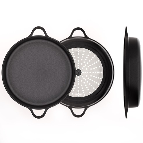 COCOTTE BASSE ANTI-ADHÉRENT EN FONTE D'ALUMINIUM [INDUCTION-FOOD SERVICE]