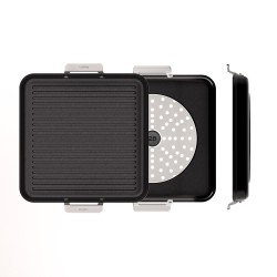 NON-STICK CAST ALUMINUM GRILL PAN WITH HANDLES [AIRE INDUCTION] 2