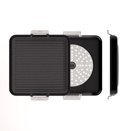 NON-STICK CAST ALUMINUM GRILL PAN WITH HANDLES [AIRE INDUCTION]