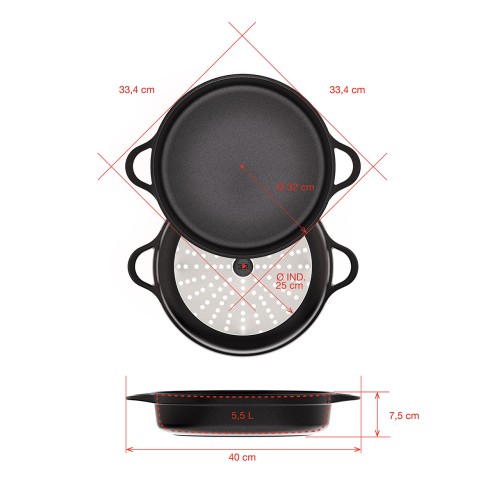 NON-STICK CAST ALUMINUM SHORT CASSEROLE [INDUCTION-FOOD SERVICE]