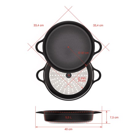 NON-STICK CAST ALUMINUM SHORT CASSEROLE [INDUCTION-FOOD SERVICE]
