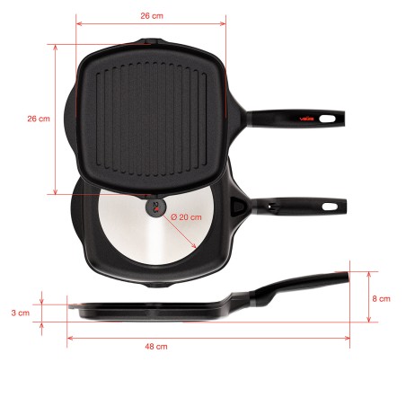 GRILL ANTIADHERENTE DE ALUMINIO FUNDIDO [ORIGEN GAS-VITRO]