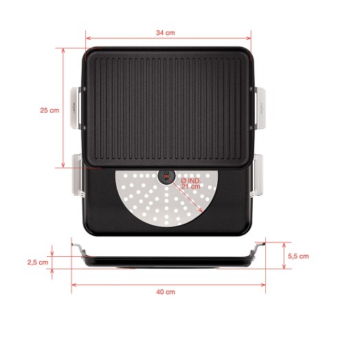 NON-STICK CAST ALUMINUM GRILL PAN WITH HANDLES [AIRE INDUCTION]