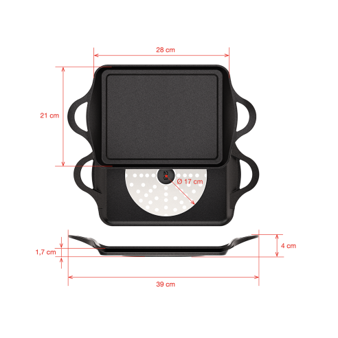 GRIDDLE PAN PLANCHA ORIGEN INDUCTION WITH HANDLES