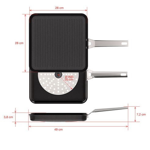 NON-STICK CAST ALUMINUM GRILL PAN [AIRE INDUCTION]