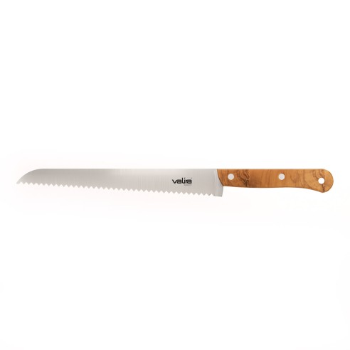 Couteau à pain avec manche en bois d'olivier et lame en acier