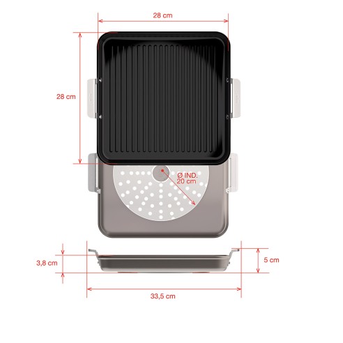 GRIL CÉRAMIQUE EN FONTE D'ALUMINIUM AVEC POIGNÉES [AIRE INDUCTION]