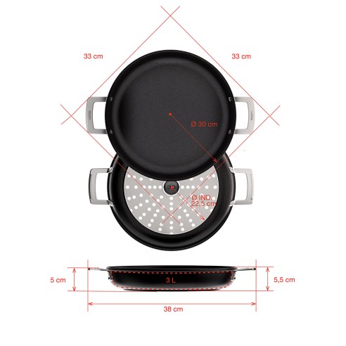 NON-STICK CAST ALUMINUM PAELLA PAN [AIRE INDUCTION]