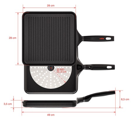 GRILL ANTIADHERENTE DE ALUMINIO FUNDIDO [ORIGEN INDUCCIÓN]