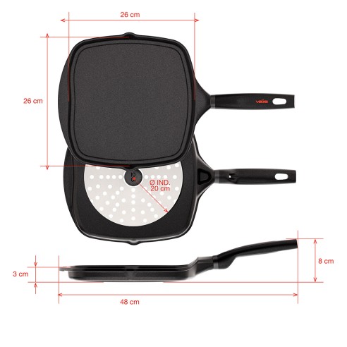 NON-STICK CAST ALUMINUM GRILL PAN [ORIGEN INDUCTION