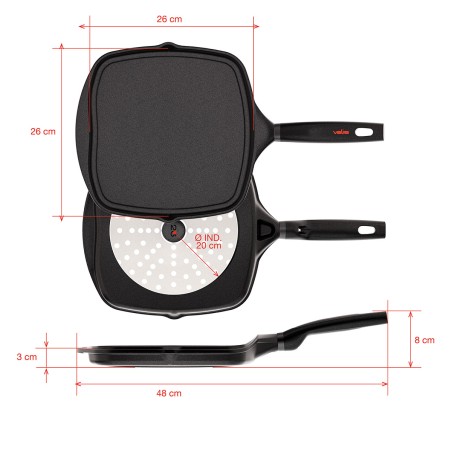 NON-STICK CAST ALUMINUM GRILL PAN [ORIGEN INDUCTION