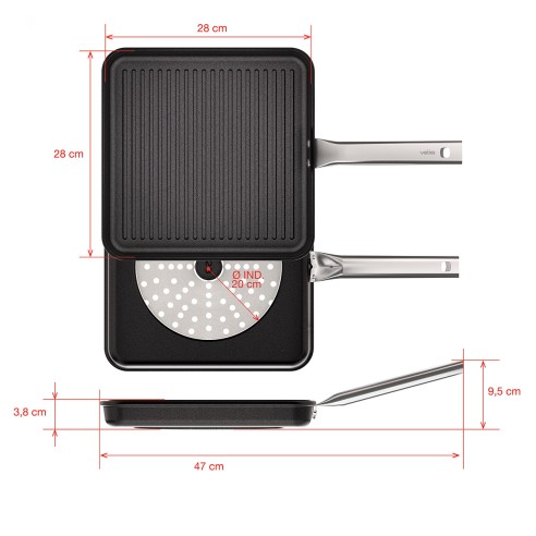 GRILL ANTIADHERENTE DE ALUMINIO FUNDIDO [CHEF INDUCCIÓN]