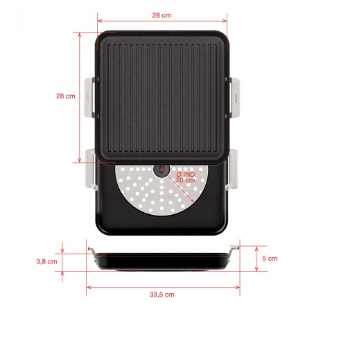 NON-STICK CAST ALUMINUM GRILL PAN WITH HANDLES [AIRE INDUCTION]