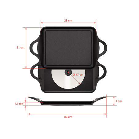 NON-STICK GRIDDLE PAN ORIGEN NON INDUCTION WITH HANDLES