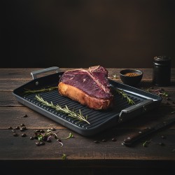 CAST ALUMINUM CERAMIC GRILL PAN WITH HANDLES [AIRE INDUCTION] 2