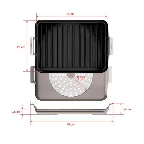 CAST ALUMINUM CERAMIC GRILL PAN WITH HANDLES [AIRE INDUCTION]