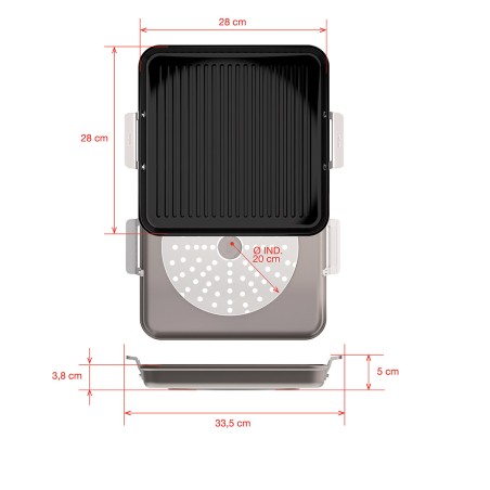 CAST ALUMINUM CERAMIC GRILL PAN WITH HANDLES [AIRE INDUCTION]